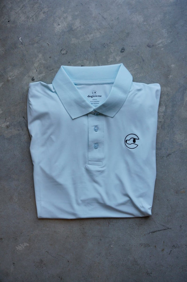 Men's Polyester Baby Blue Polo - Dogtowne Dry Goods