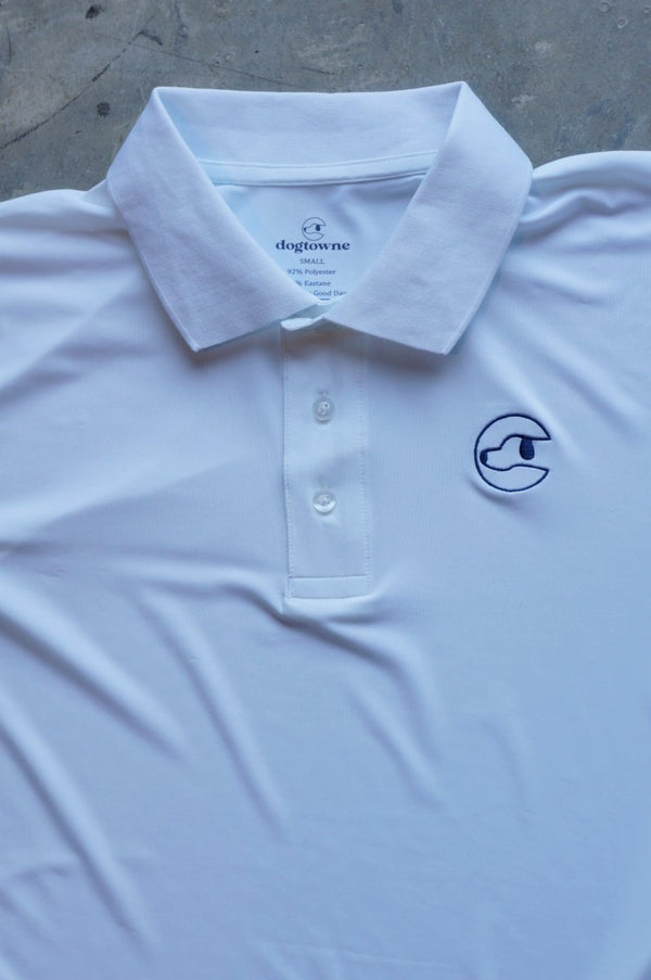 Men's Polyester White Polo - Dogtowne Dry Goods