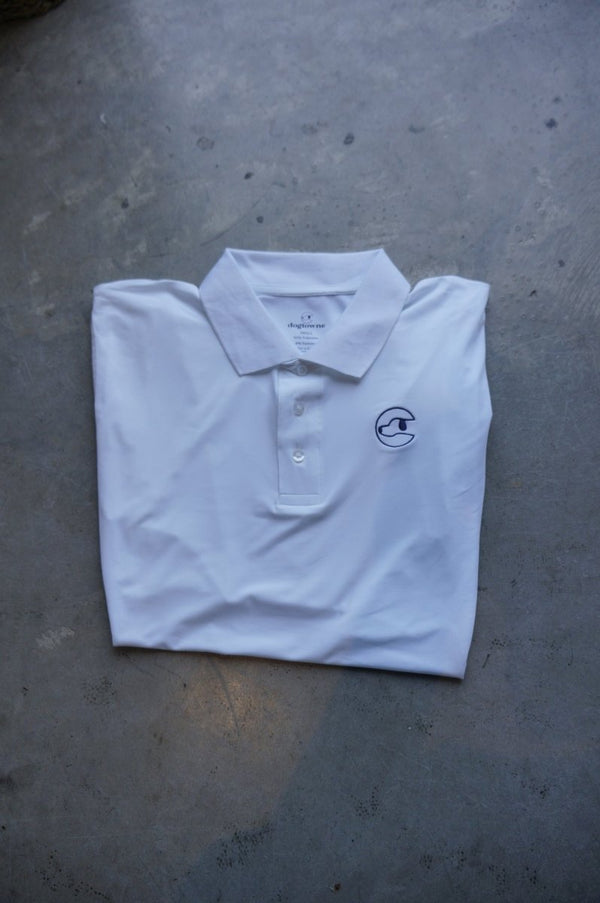 Men's Polyester White Polo - Dogtowne Dry Goods