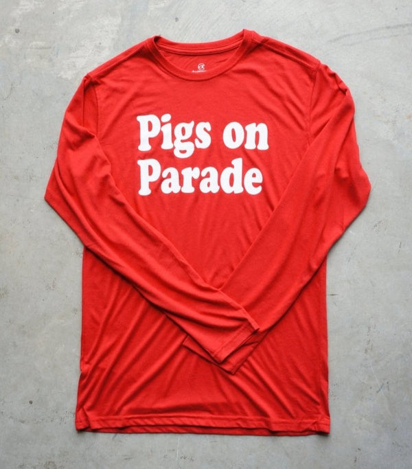 TriBlend LS Crew Cardinal Pig Parade Tee - Dogtowne Dry Goods