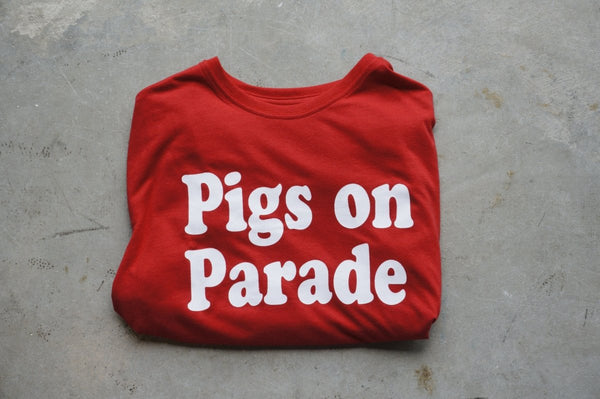 TriBlend LS Crew Cardinal Pig Parade Tee - Dogtowne Dry Goods