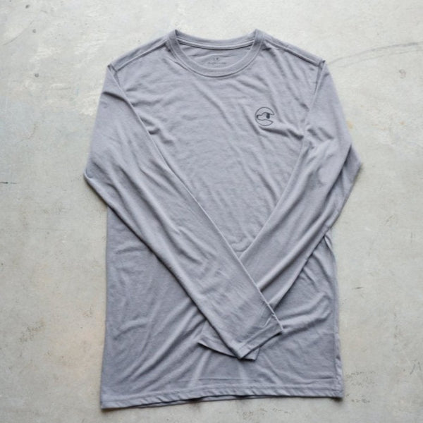 TriBlend LS Crew Pewter Logo Tee - Dogtowne Dry Goods