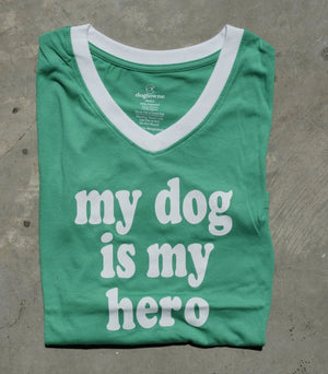 TriBlend LS V - Neck Green Dog Hero Tee - Dogtowne Dry Goods