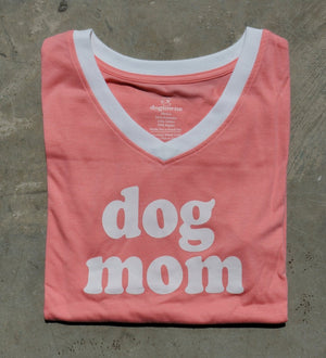 TriBlend LS V - Neck Pink Dog Mom Tee - Dogtowne Dry Goods