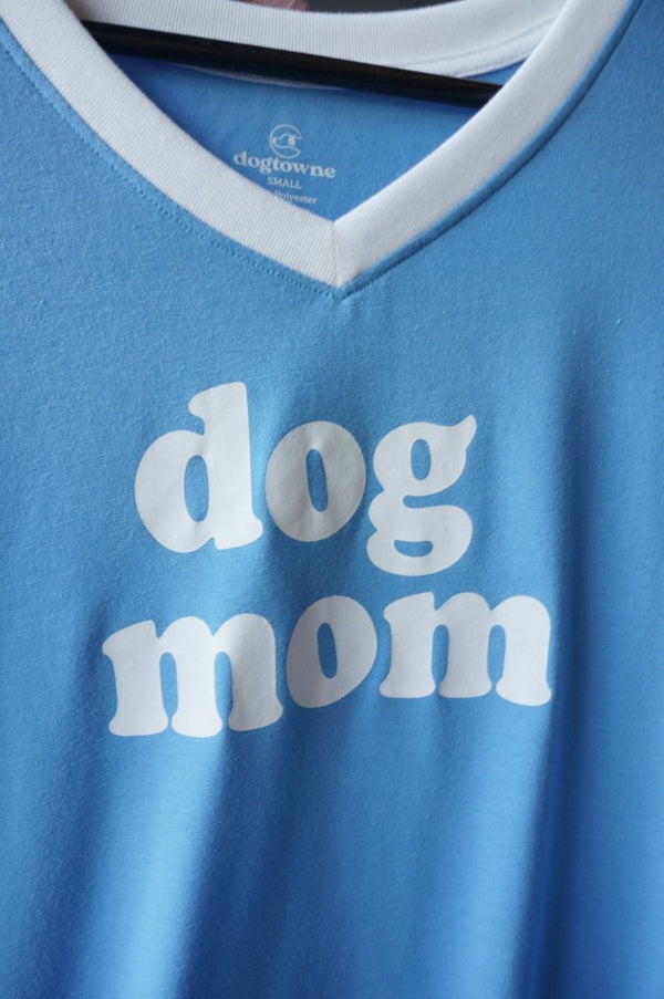 TriBlend SS V - Neck Blue Dog Mom Tee - Dogtowne Dry Goods