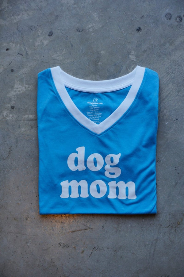 TriBlend SS V - Neck Blue Dog Mom Tee - Dogtowne Dry Goods