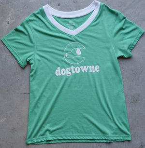 TriBlend SS V - Neck Green Logo Tee - Dogtowne Dry Goods