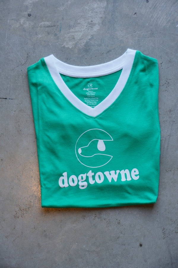 TriBlend SS V - Neck Green Logo Tee - Dogtowne Dry Goods