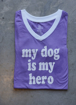 TriBlend SS V - Neck Lilac Dog Hero Tee - Dogtowne Dry Goods