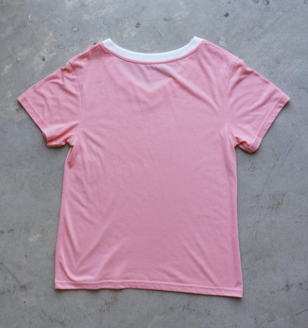 TriBlend SS V - Neck Pink Logo Tee - Dogtowne Dry Goods