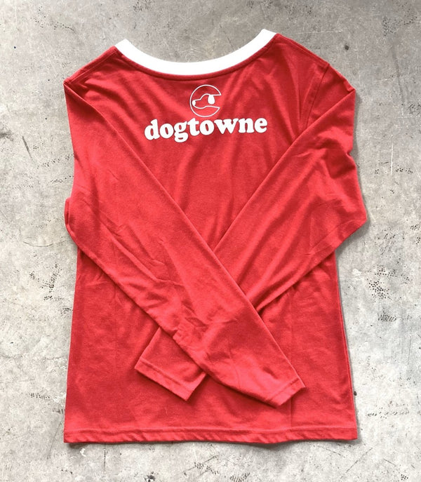 Women's TriBlend LS V - Neck Cardinal Arkansas Tee - Dogtowne Dry Goods