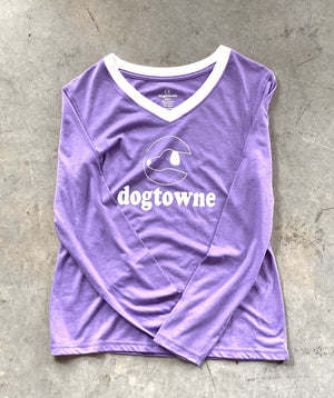 Women's TriBlend LS V - Neck Lilac Dog Hero Tee - Dogtowne Dry Goods